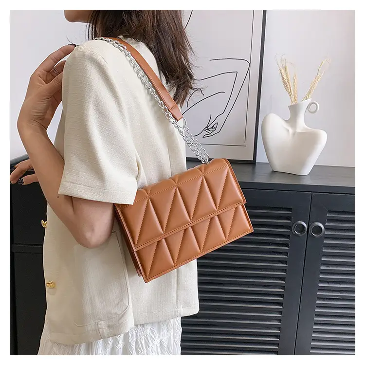 Black Quilted Shoulder Crossbody Bag with Chain — feature 30