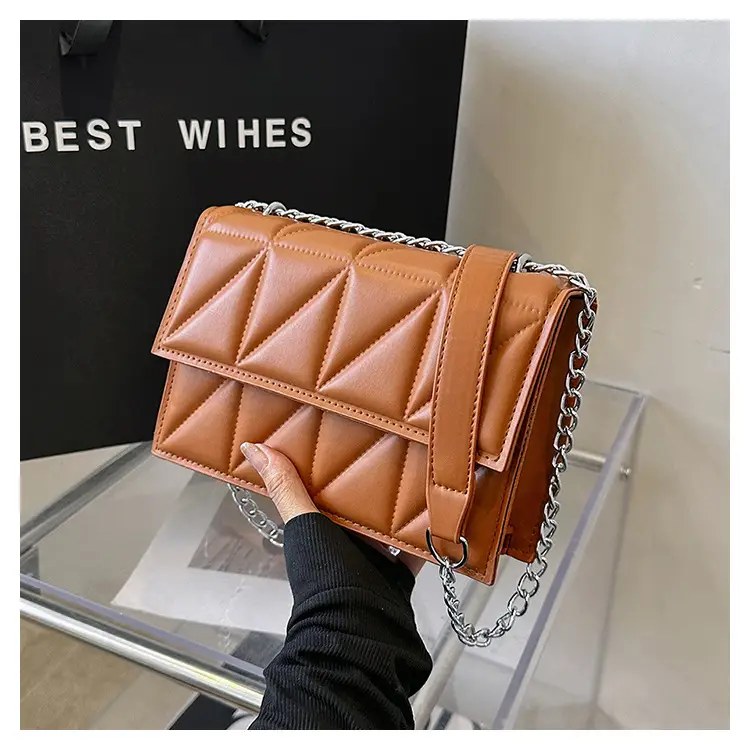 Black Quilted Shoulder Crossbody Bag with Chain — feature 35