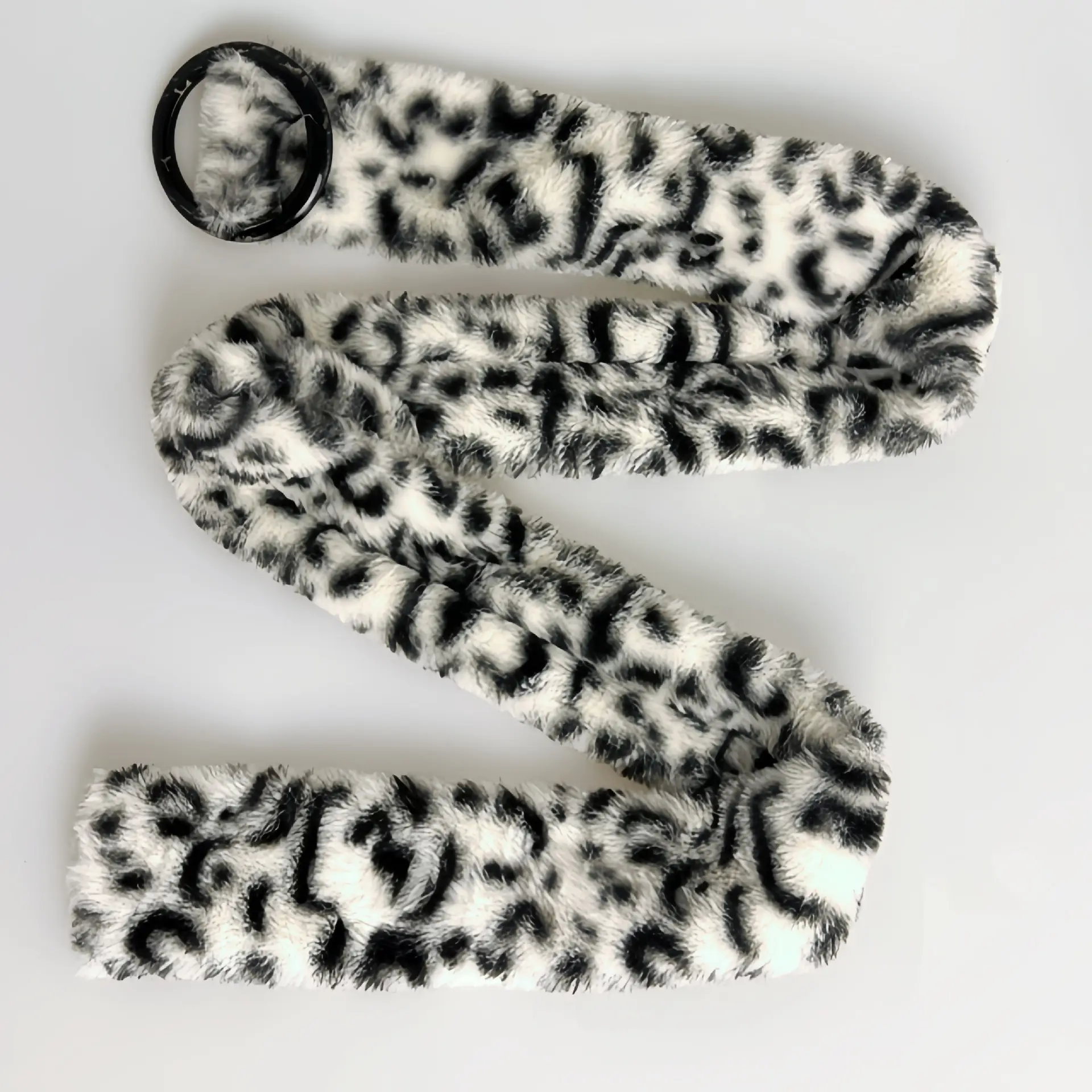 Leopard Print Belted Pants with Faux Fur Belt & Metal Buckle — feature 8