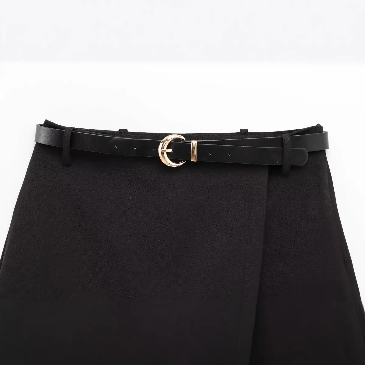 Black Belt Double-Breasted Culottes for Women - Image 3