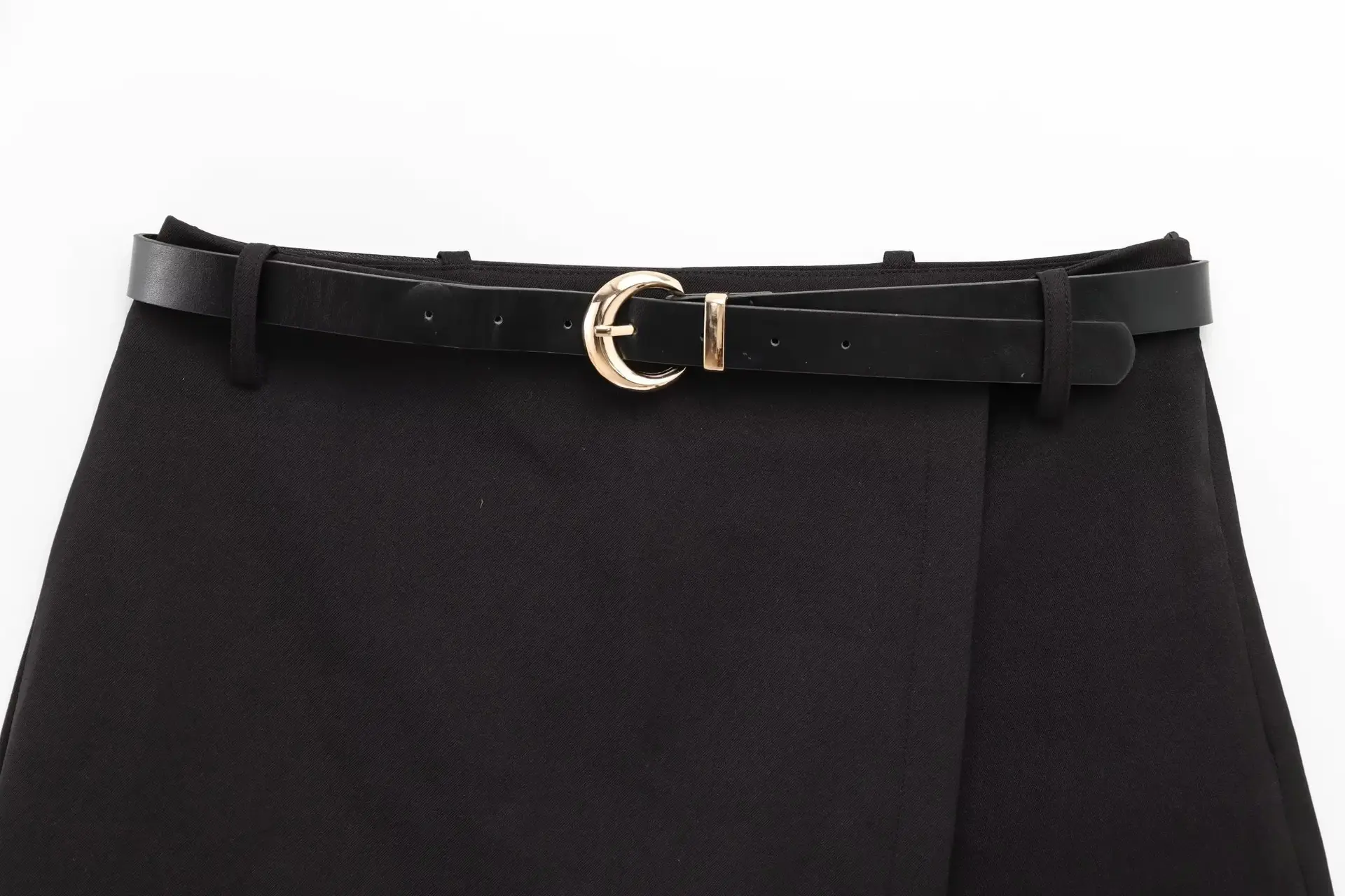 Black Belt Double-Breasted Culottes for Women — feature 4