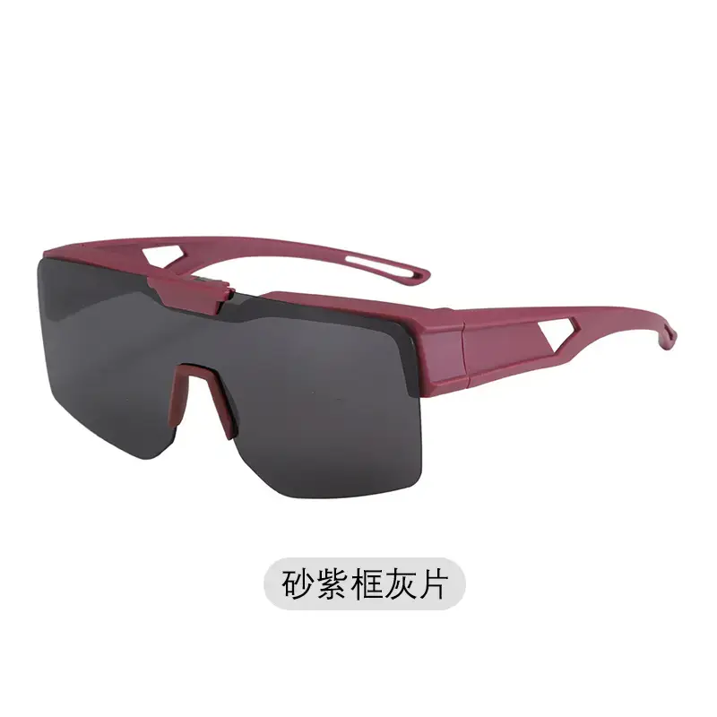 Men UV400 Flip-Up Sunglasses Deep Gray Frame - Image 2