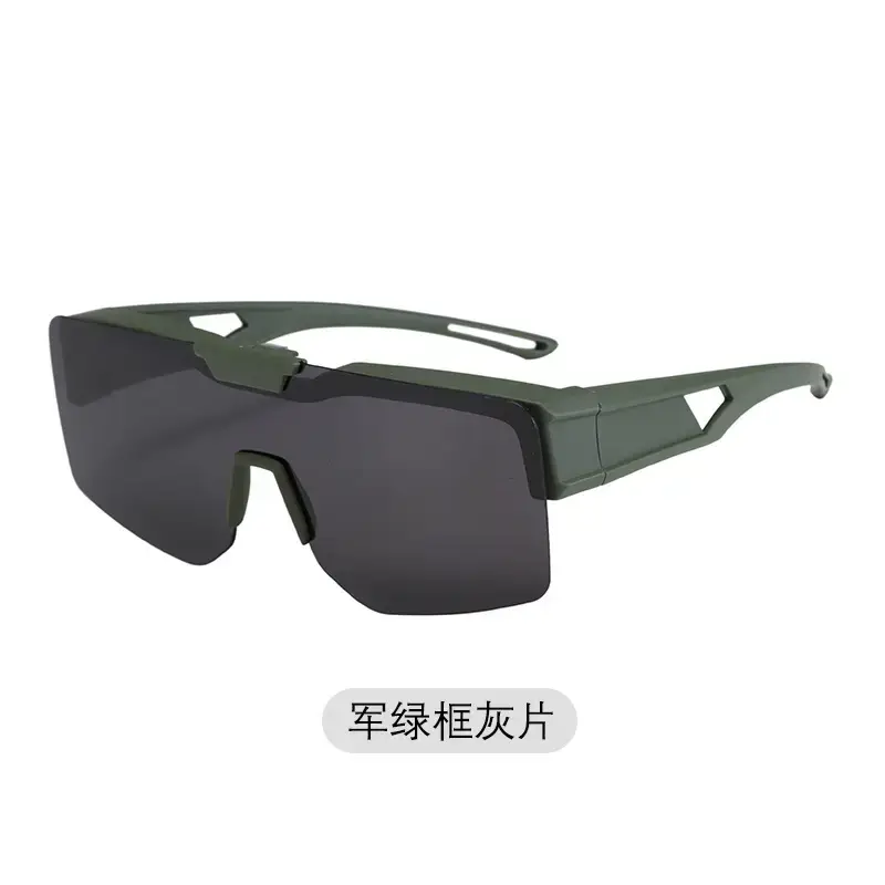 Men UV400 Flip-Up Sunglasses Deep Gray Frame - Image 3