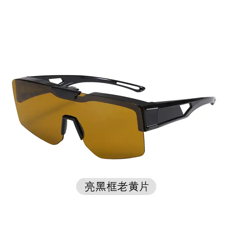 Men UV400 Flip-Up Sunglasses Deep Gray Frame - Image 5