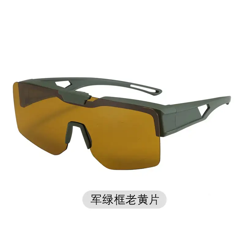 Men UV400 Flip-Up Sunglasses Deep Gray Frame - Image 6