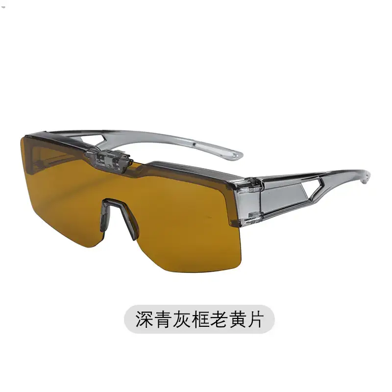 Men UV400 Flip-Up Sunglasses Deep Gray Frame - Image 8