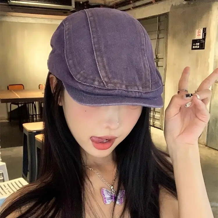 Japanese Style Retro Denim Cap Blue - Image 5