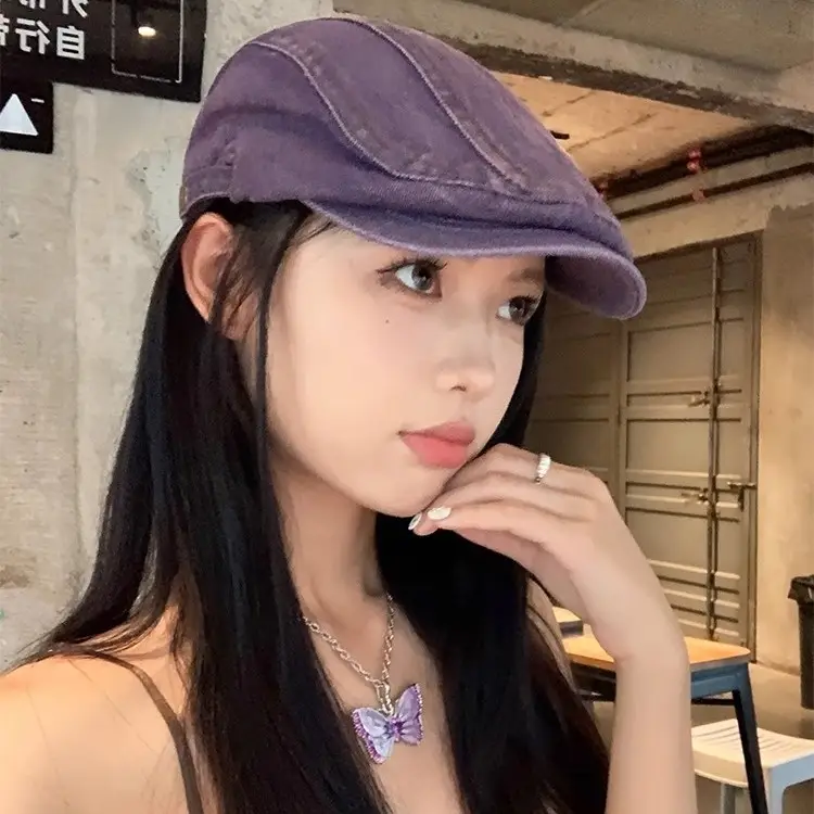 Japanese Style Retro Denim Cap Blue - Image 6