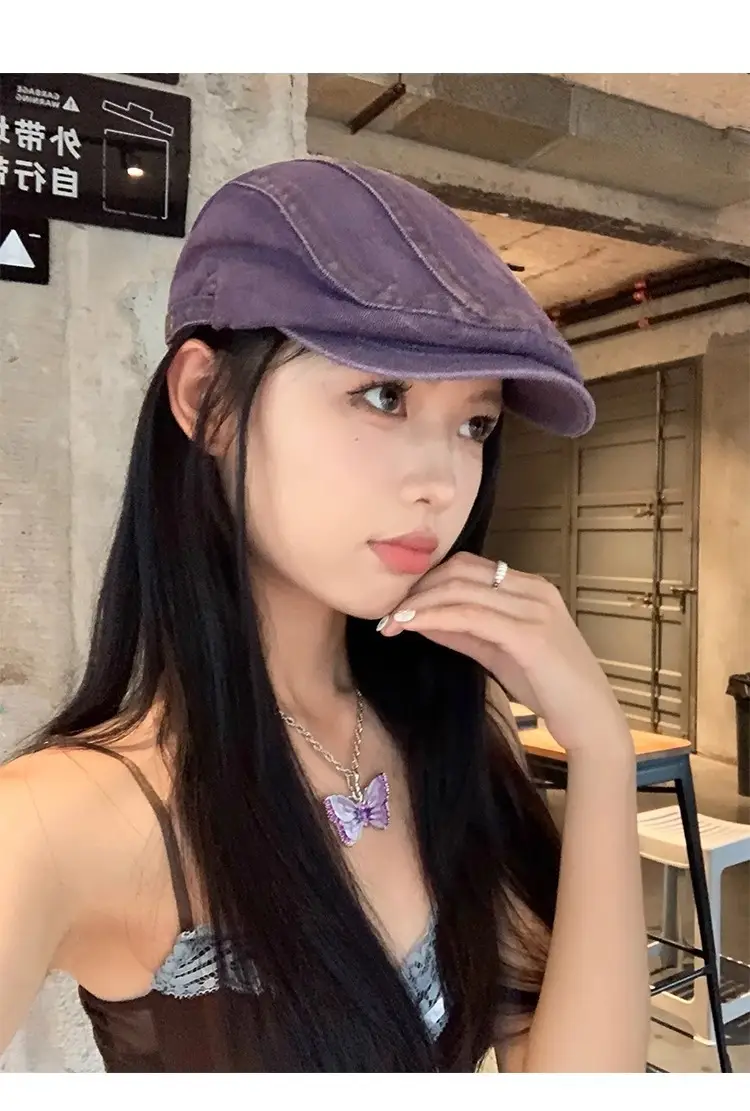 Japanese Style Retro Denim Cap Blue — feature 12
