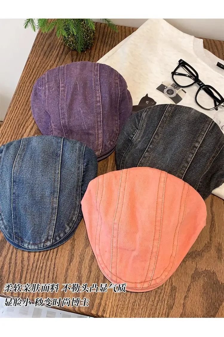 Japanese Style Retro Denim Cap Blue — feature 13