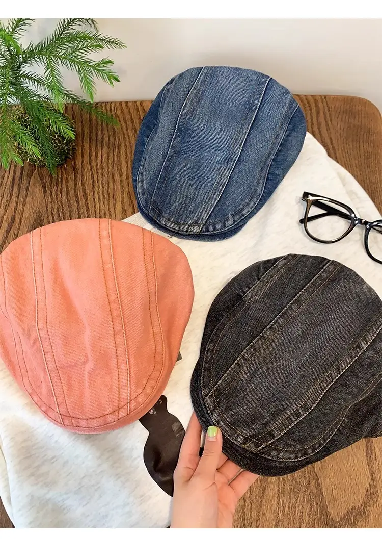 Japanese Style Retro Denim Cap Blue — feature 14
