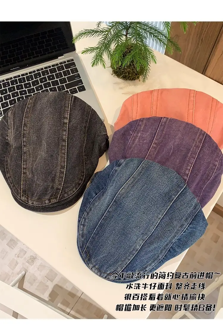 Japanese Style Retro Denim Cap Blue — feature 5