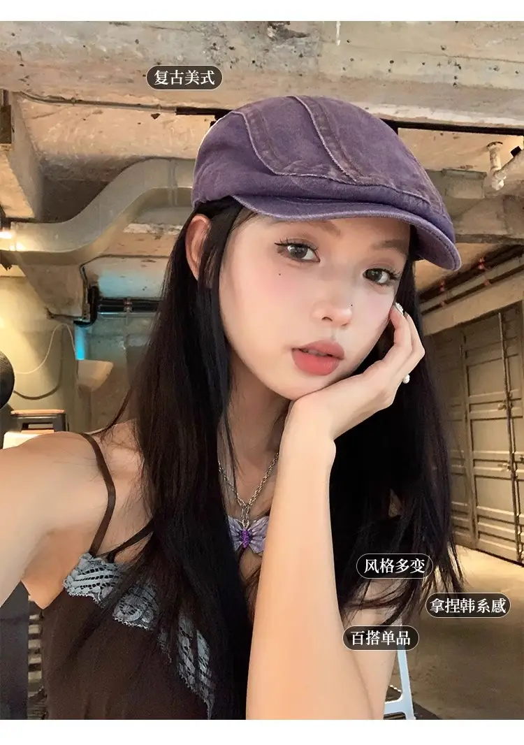 Japanese Style Retro Denim Cap Blue — feature 7