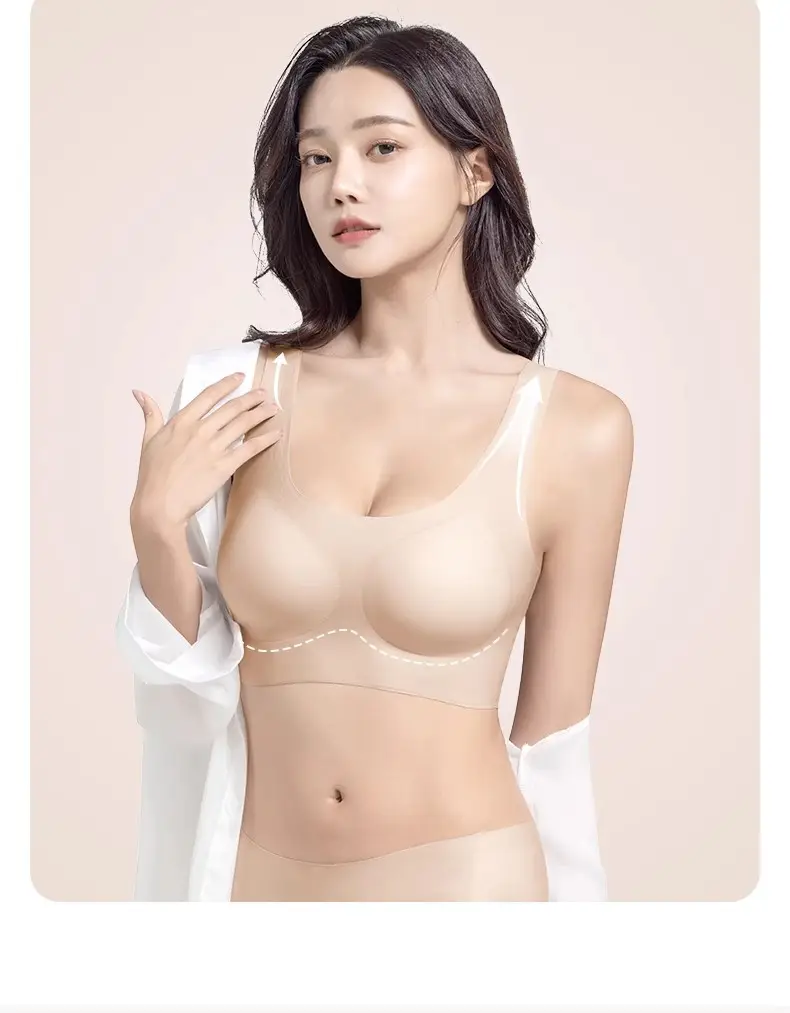Liquid Foundation, Seamless Underwear, Summer Wire-Free Women's Fixed Cup, Push-Up, Side Breasts, One-Piece Breathable Bra, Pull-Up — feature 15