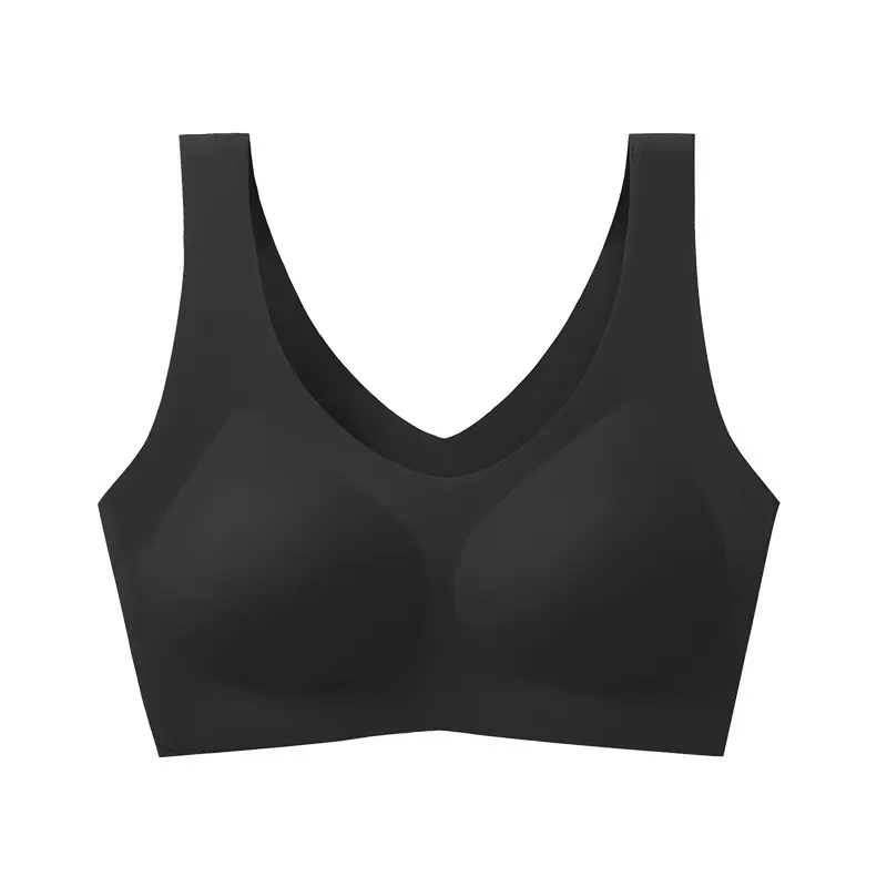 Liquid Foundation, Seamless Underwear, Summer Wire-Free Women's Fixed Cup, Push-Up, Side Breasts, One-Piece Breathable Bra, Pull-Up