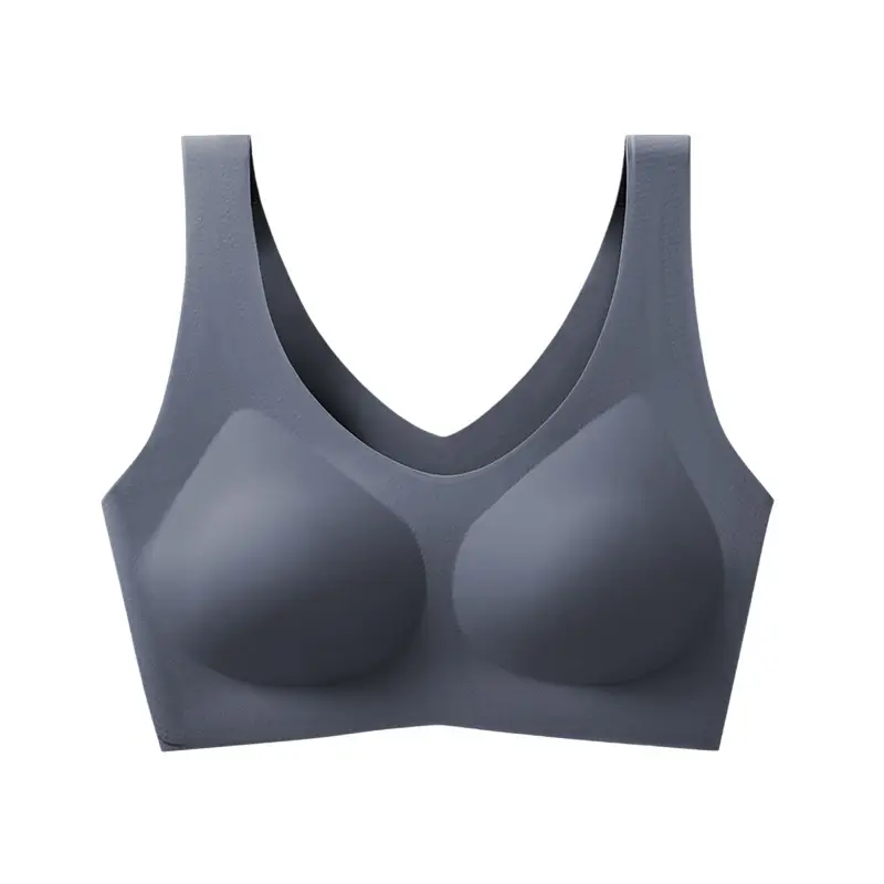 Liquid Foundation, Seamless Underwear, Summer Wire-Free Women's Fixed Cup, Push-Up, Side Breasts, One-Piece Breathable Bra, Pull-Up