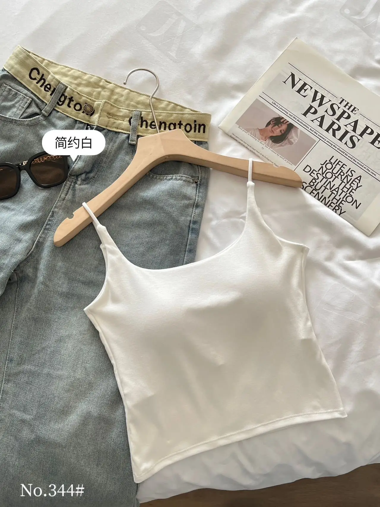 Women's Grey Spaghetti Strap Vest with Breast Pads — feature 20