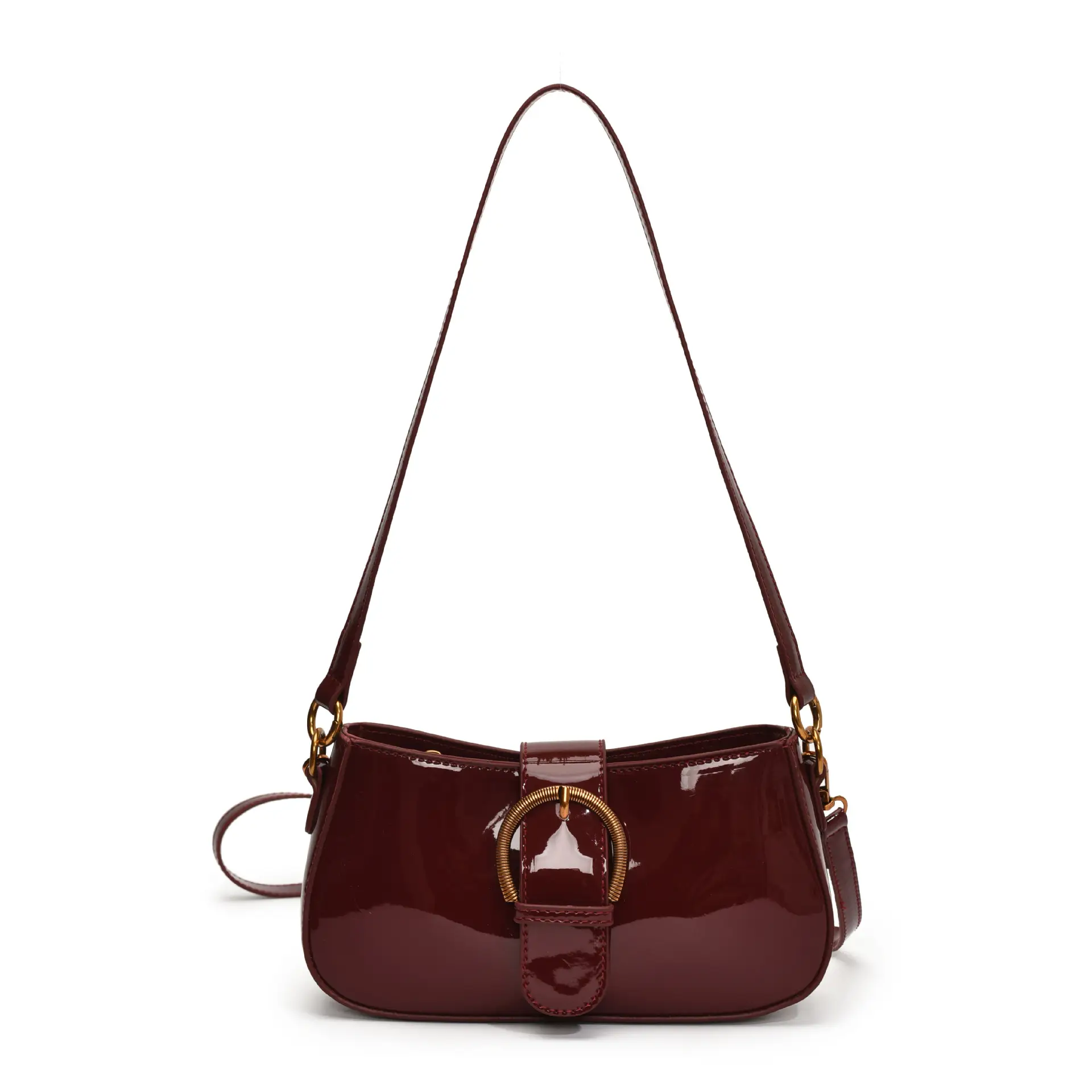 Red Textured Shoulder Bag for Women 2025 Spring