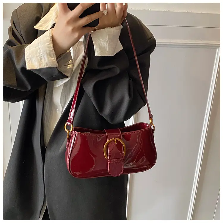 Red Textured Shoulder Bag for Women 2025 Spring — feature 23