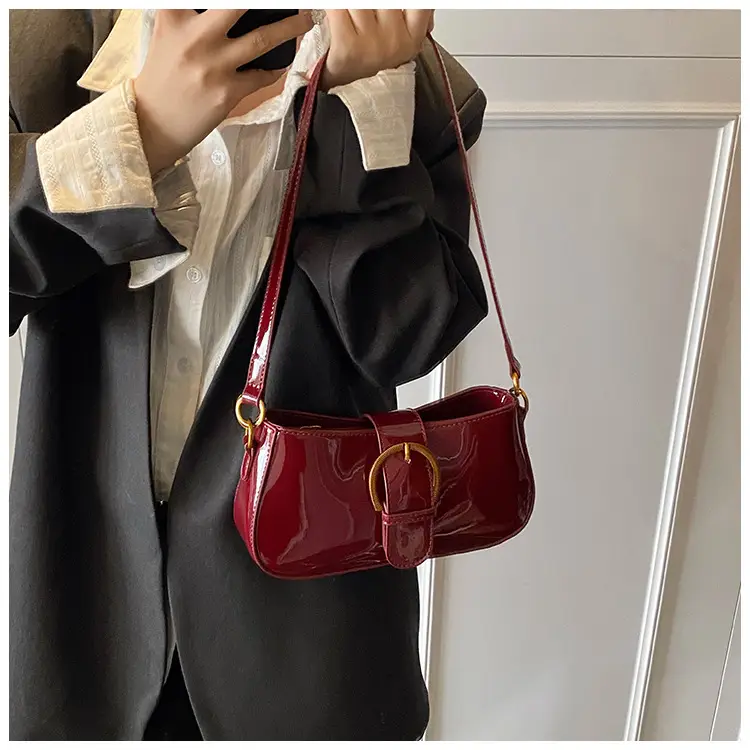 Red Textured Shoulder Bag for Women 2025 Spring — feature 24