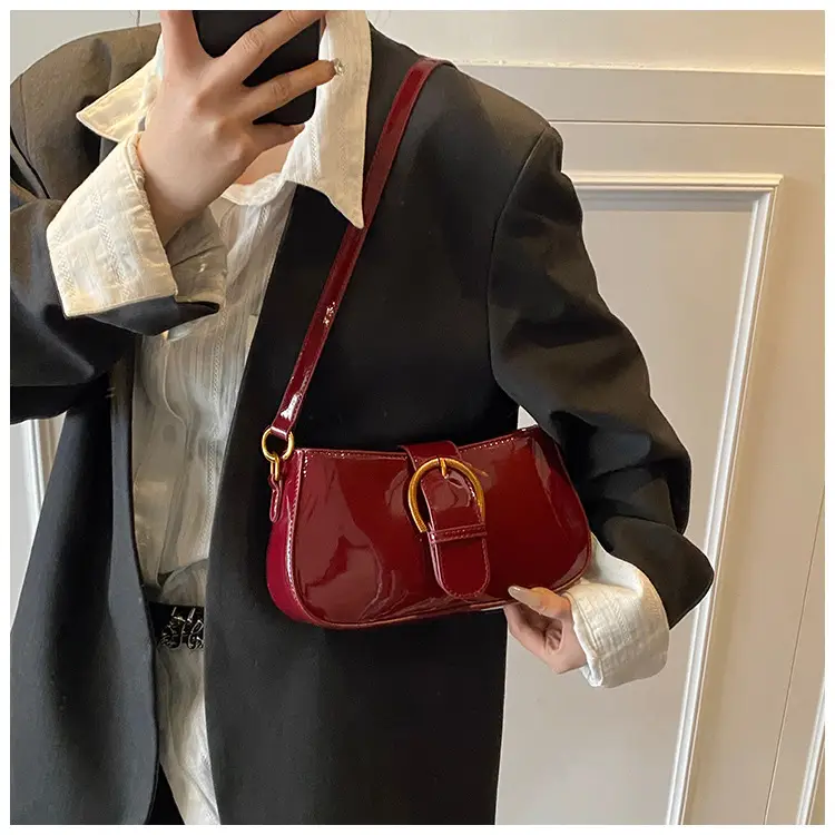 Red Textured Shoulder Bag for Women 2025 Spring — feature 26