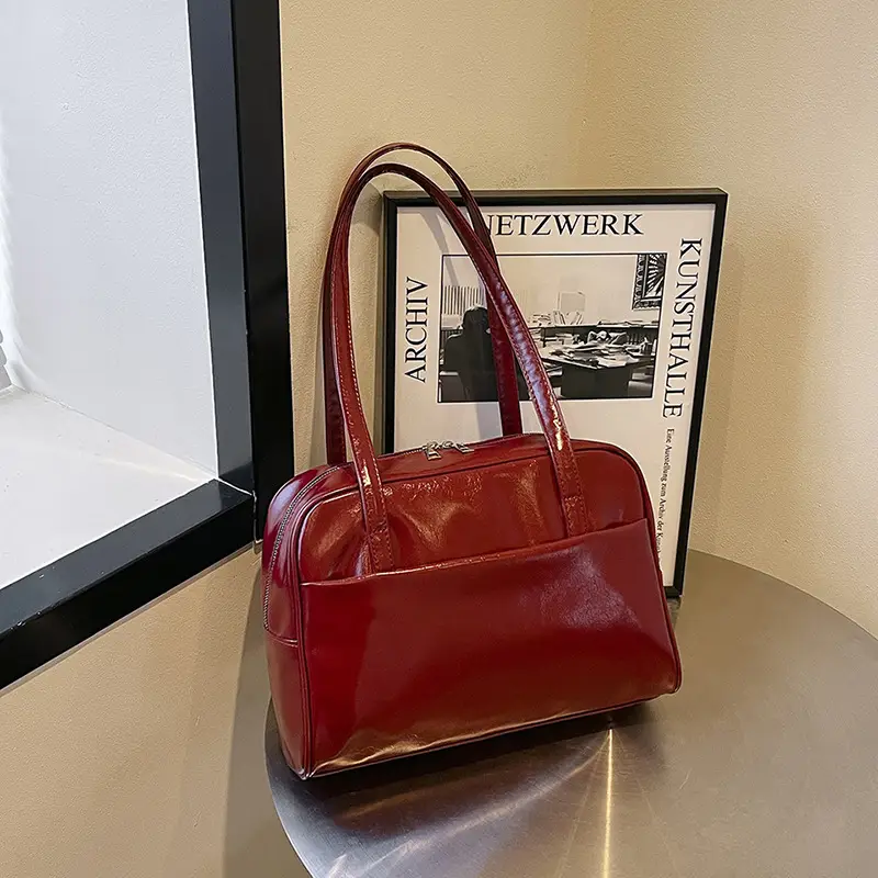 2025 Korean Style Shoulder Bag for Women Oil Leather Large Capacity