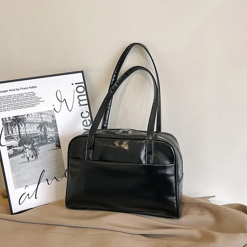 2025 Korean Style Shoulder Bag for Women Oil Leather Large Capacity