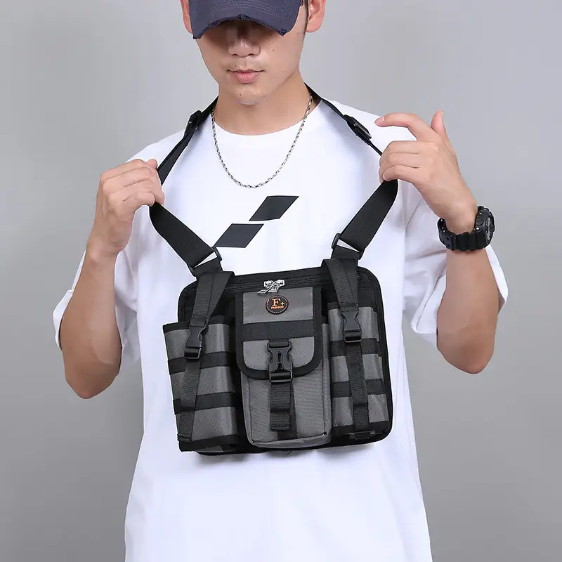 Large Capacity Crossbody Bag for Men Gray Black - Image 7