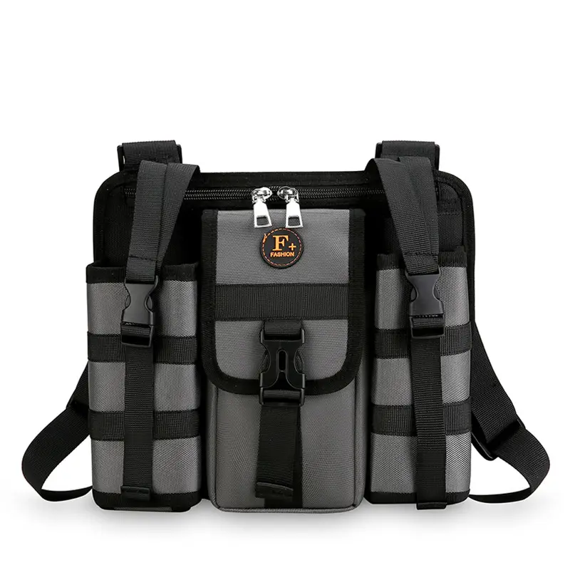 Large Capacity Crossbody Bag for Men Gray Black - Image 9