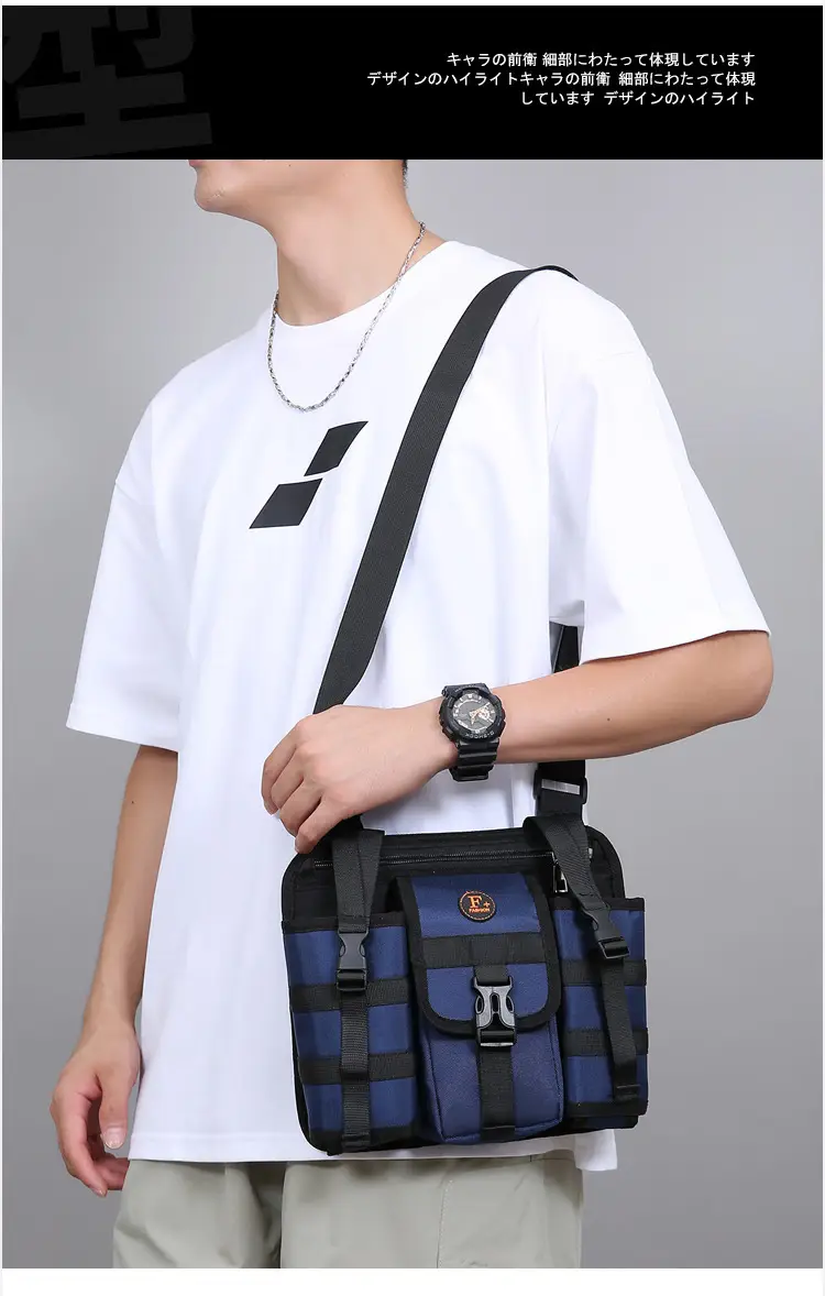 Large Capacity Crossbody Bag for Men Gray Black — feature 10