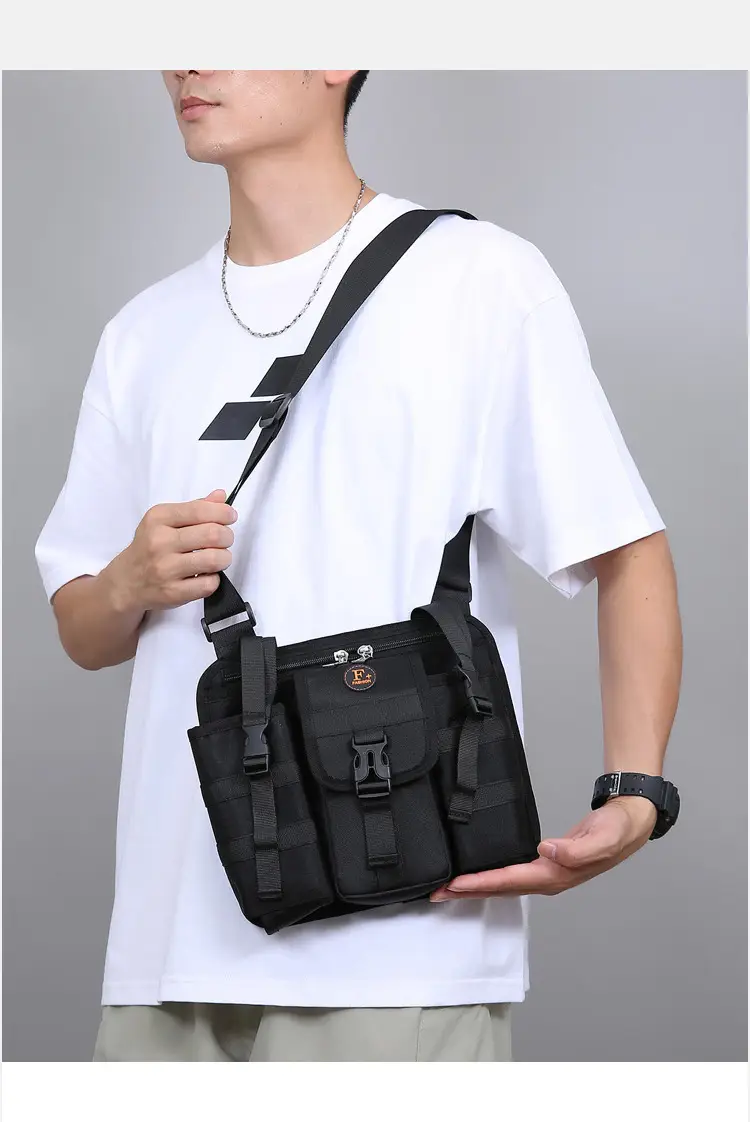Large Capacity Crossbody Bag for Men Gray Black — feature 13