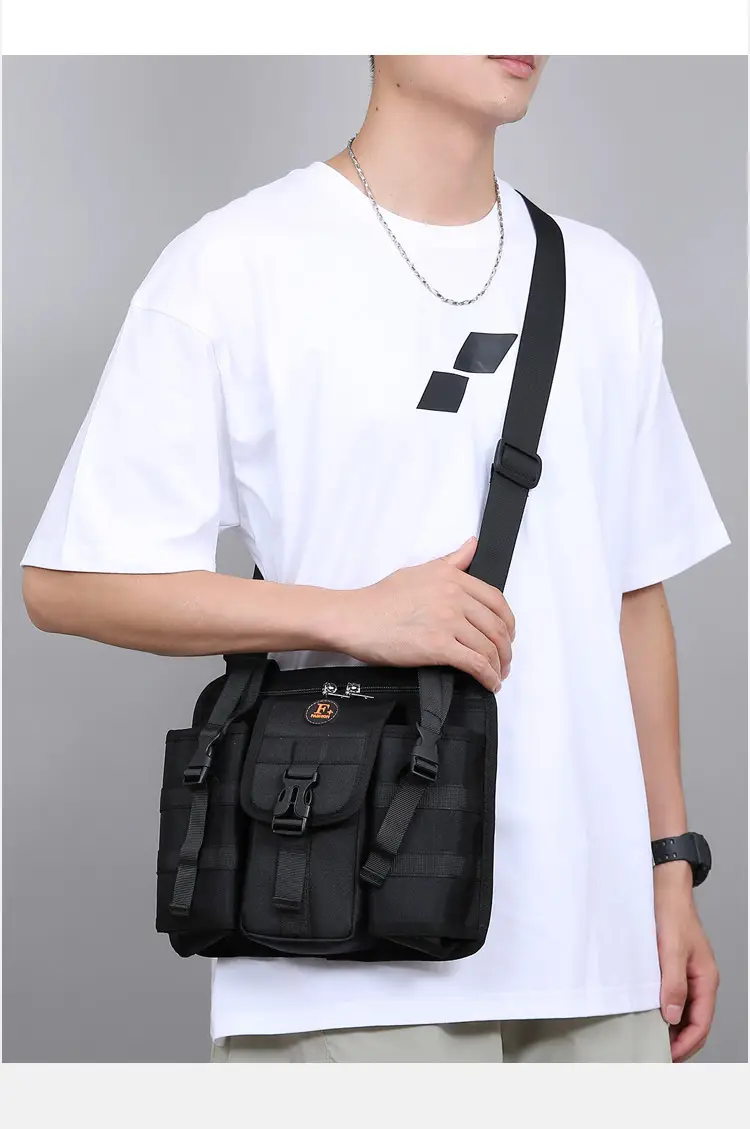 Large Capacity Crossbody Bag for Men Gray Black — feature 15