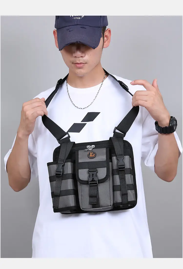 Large Capacity Crossbody Bag for Men Gray Black — feature 16