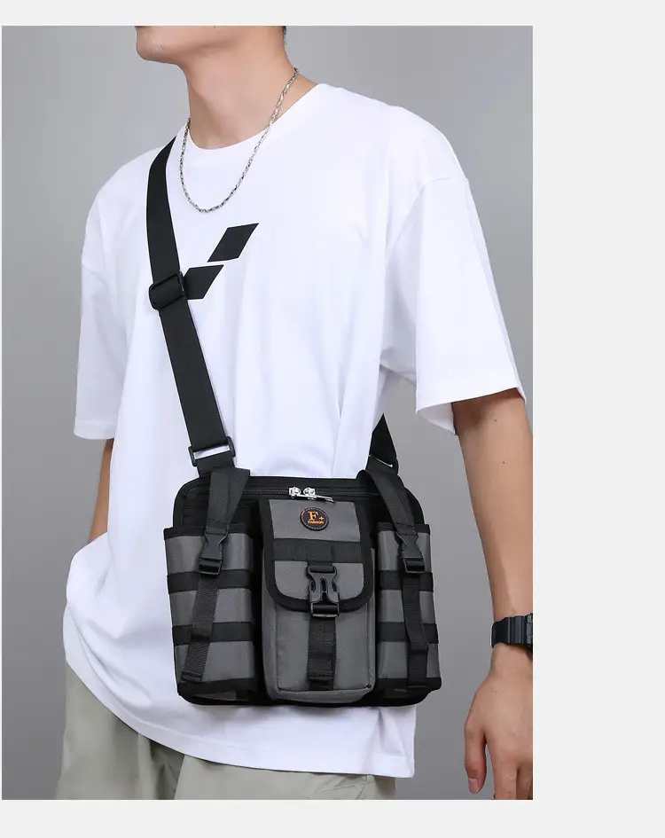 Large Capacity Crossbody Bag for Men Gray Black — feature 18