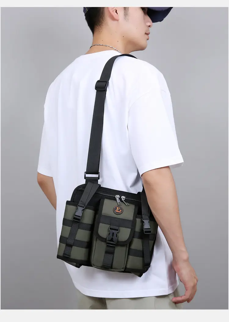 Large Capacity Crossbody Bag for Men Gray Black — feature 19
