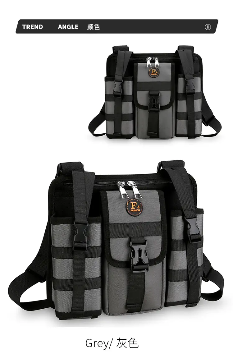 Large Capacity Crossbody Bag for Men Gray Black — feature 20