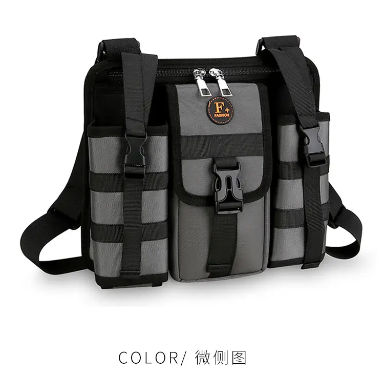 Large Capacity Crossbody Bag for Men Gray Black — feature 25