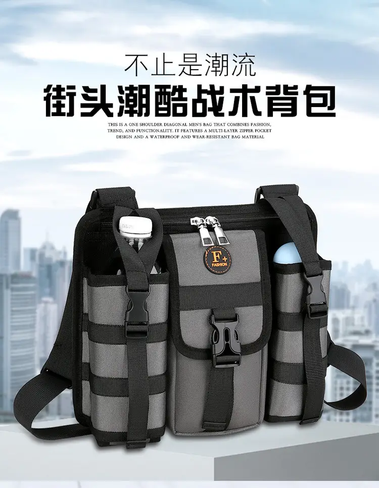Large Capacity Crossbody Bag for Men Gray Black — feature 3