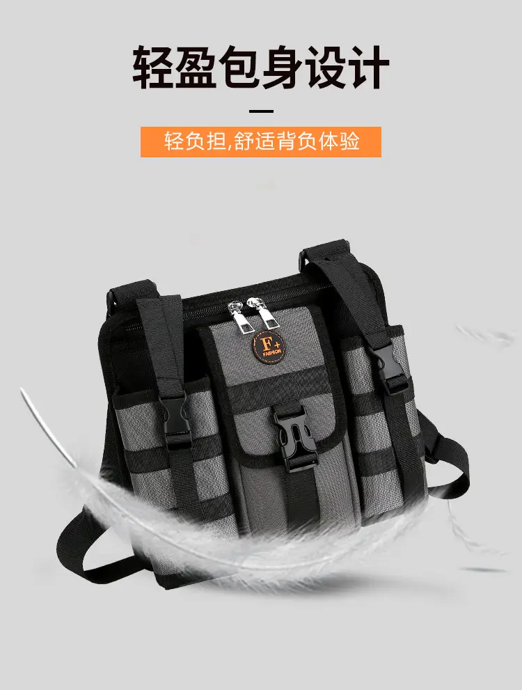 Large Capacity Crossbody Bag for Men Gray Black — feature 7