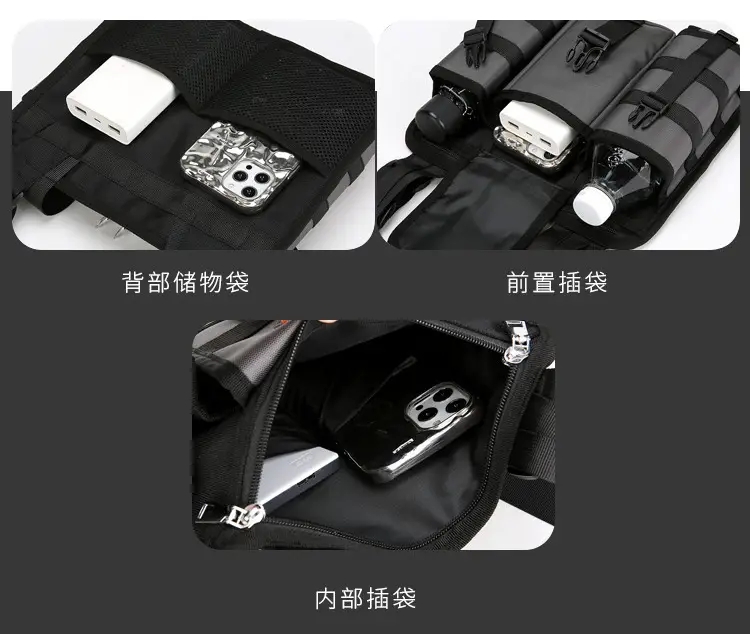 Large Capacity Crossbody Bag for Men Gray Black — feature 9