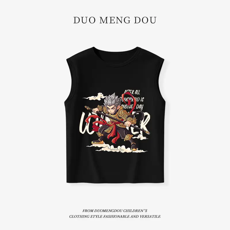 Kids Sleeveless Black T-Shirt with Heart Design - Image 12