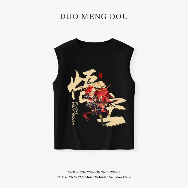 Kids Sleeveless Black T-Shirt with Heart Design - Image 13