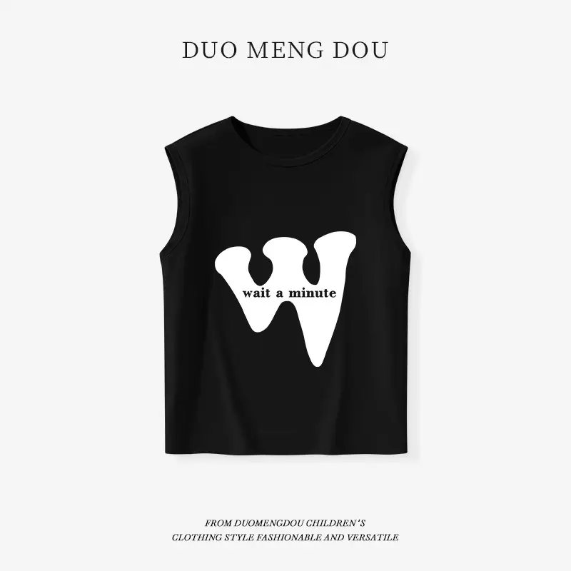 Kids Sleeveless Black T-Shirt with Heart Design - Image 3