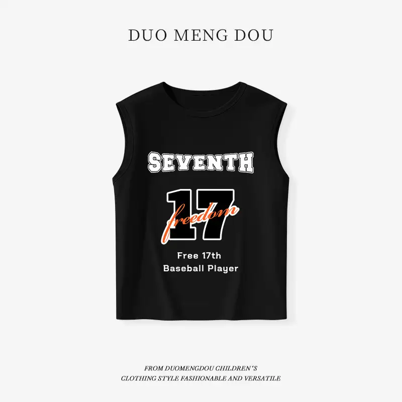 Kids Sleeveless Black T-Shirt with Heart Design - Image 4