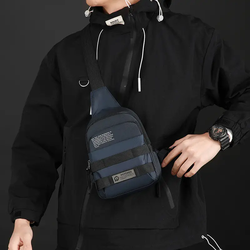 Men's Black Anti-Splash Shoulder Bag with 3 Compartments - Image 7