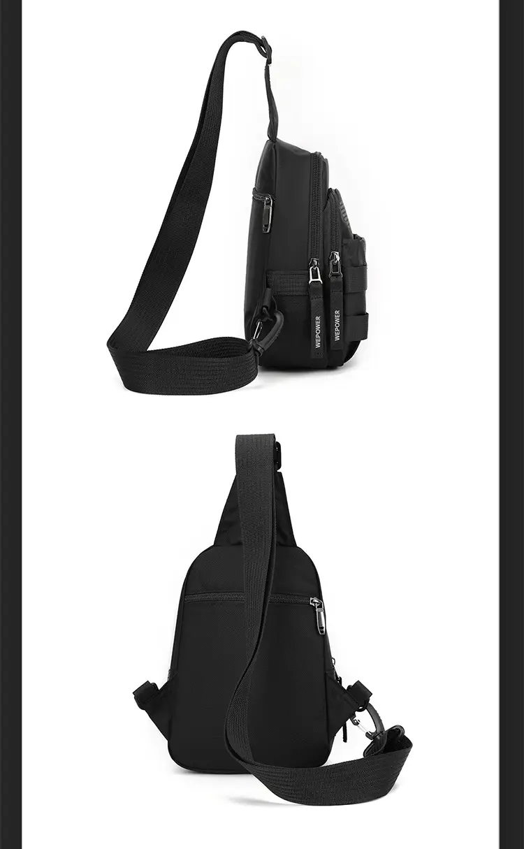 Men's Black Anti-Splash Shoulder Bag with 3 Compartments — feature 15