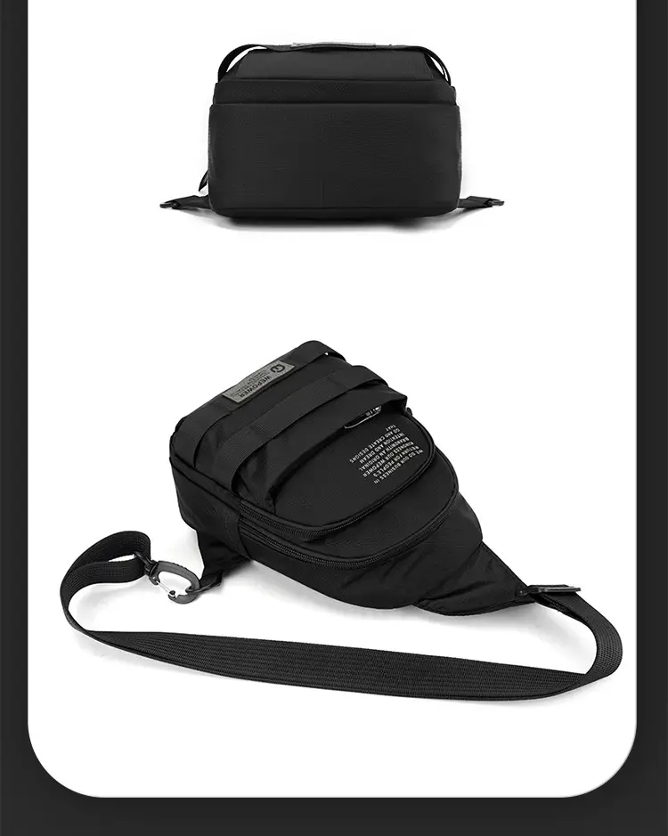 Men's Black Anti-Splash Shoulder Bag with 3 Compartments — feature 16