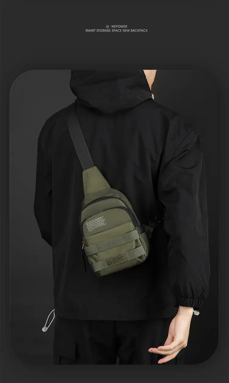 Men's Black Anti-Splash Shoulder Bag with 3 Compartments — feature 20