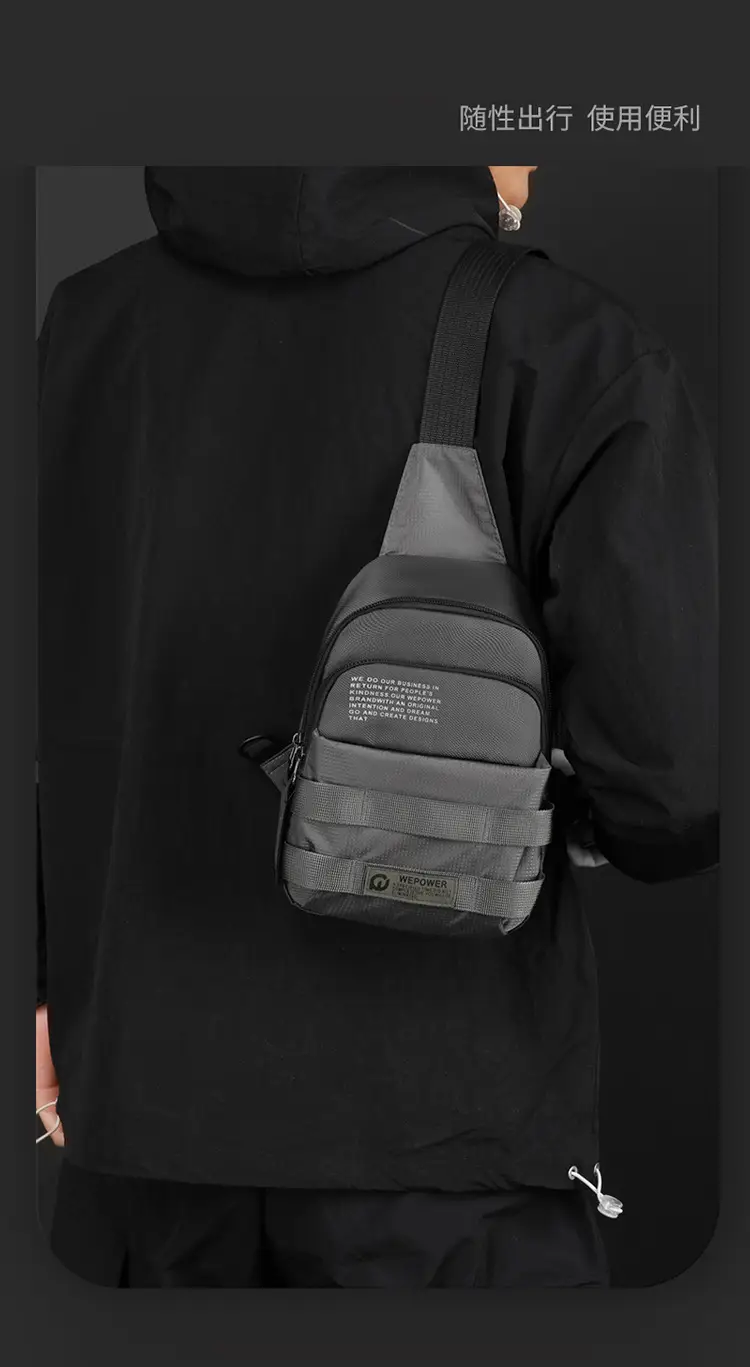 Men's Black Anti-Splash Shoulder Bag with 3 Compartments — feature 4