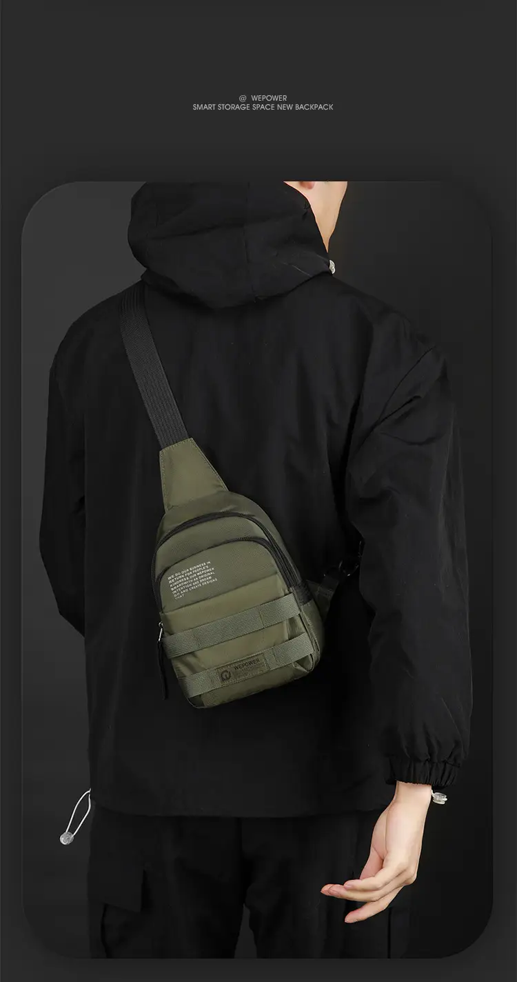 Men's Black Anti-Splash Shoulder Bag with 3 Compartments — feature 5